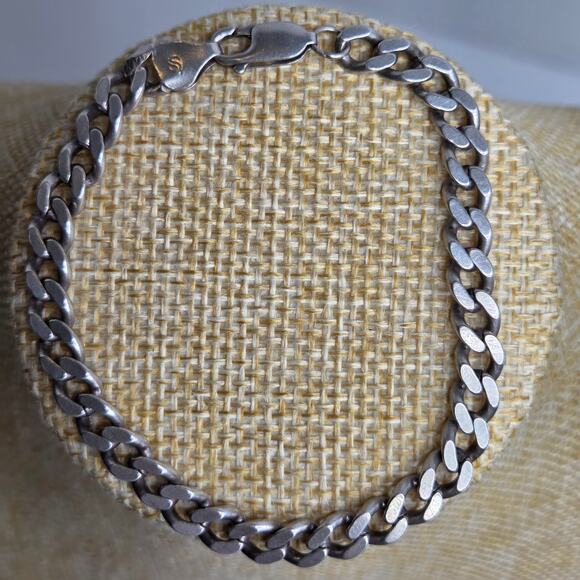 Sterling Silver Curb Chain Bracelet Italy .925 7.5" - Picture 7 of 11